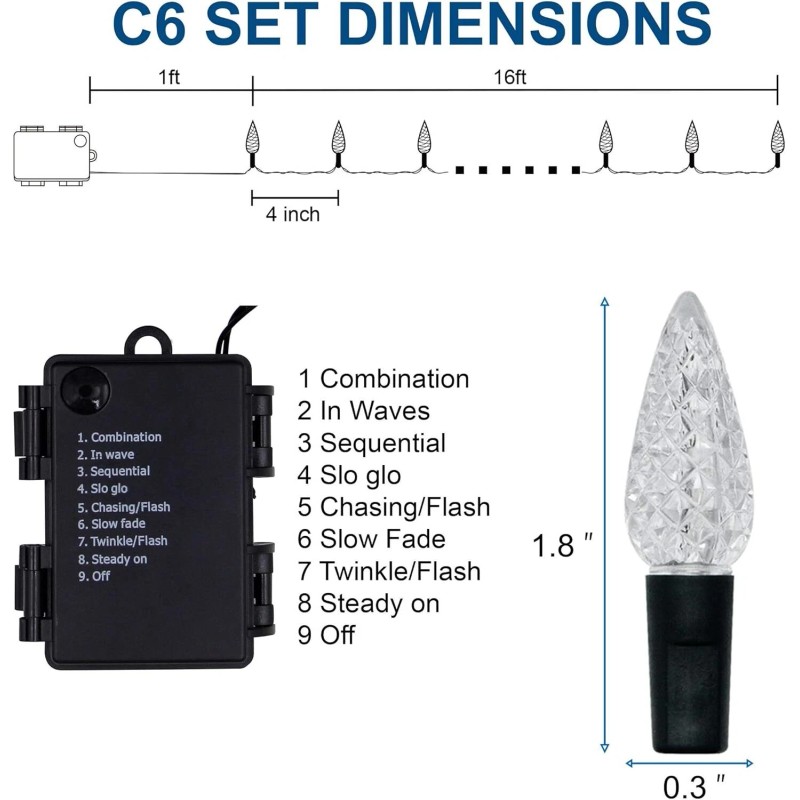 Twinkle Star 50 Twinkle Star 16' Waterproof C6 LED String