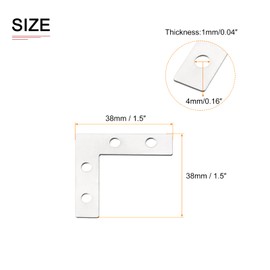 DTGN 38x38mm (LxW) 20pcs L-Shaped Repair Board Wood Furniture Maintenance Metal Corner Bracket Silver Tone