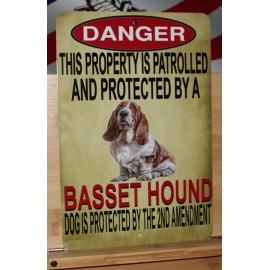 Handmade Property is Protected by Basset Hound Aluminum Sign 8x12 in