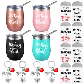Yuxung 12 Pcs Teacher Appreciation Week Graduation Gifts Set Including 4 Appreciation Tumbler Mugs/Socks/Keychains Gifts for Women Teachers' Day Birthday Retirement(Multicolor)