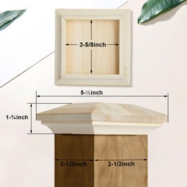 Sasylvia 4 Pcs 3.5" x 3.5" Wood Newel Post Cap Fence Post Cap for Topper Top Resistant Decking Caps for Indoor Outdoor Fences Decks and Mailboxes Cover