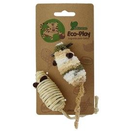 Naturance Juguete Ratón EcoPlay para Gatos 2 Piezas, Materiales Naturales, Tamaño Chico, Estimula Juego e Instinto de Caza