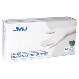 JMU Latex Gloves XS 100 Pcs, 5 Mil Thick Latex Examination Gloves, Disposable Powder-Free Latex Gloves, White