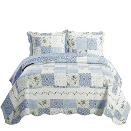 Royal Hotel Bedding Brea Oversized Coverlet Set, Luxury Printed Design Quilt, Bedspread - Filled Quilts - Fits Pillow top Mattresses - 3PC Set - Queen Size