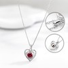 immobird July Birthstone Necklace 925 Sterling Silver Heart Pendant Ruby
