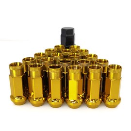 SOROPARTS Lug Nuts M12x1.5 Open End Wheel Nuts,Taper Acorn Seat, Forged Locknut Racing Nut 20 Set 2 Pieces Total 22 Pieces and 1 Nut Socket Key (Golden M12 x P1.5)