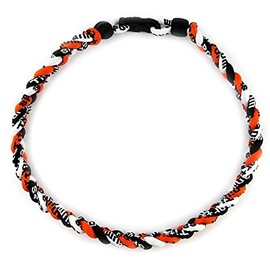 MapofBeauty 18" Sport Three Colors Three Braided Rope Tornado Necklace (Orange/Black/White)