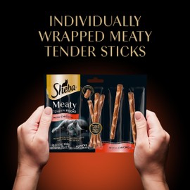 Sheba Meaty Tender Sticks Soft Cat Treats Chicken, Tuna, and Salmon Flavor, 0.14 oz., 40 Sticks