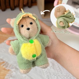 Keyring Plush Bear Cuddly Toy 14 cm Unicorn, Dinosaur, Shark Designs Pendant Bag Charm Party Bag Plush Dolls Toy Gift for Children Girls Boys (Dinosaur)