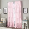 Flounced Ruffle Rod Pocket Curtain Panel, 95 inch, Pink, 1