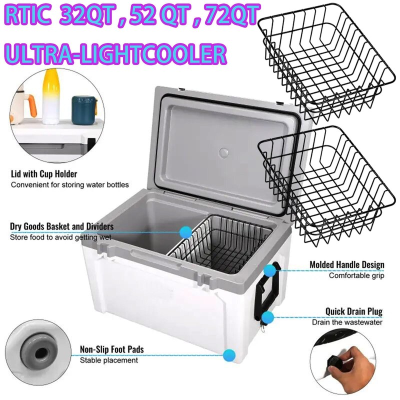 2-Pack Cooler Basket for RTIC 32 QT Ultra-Light Coolers, Stainless
