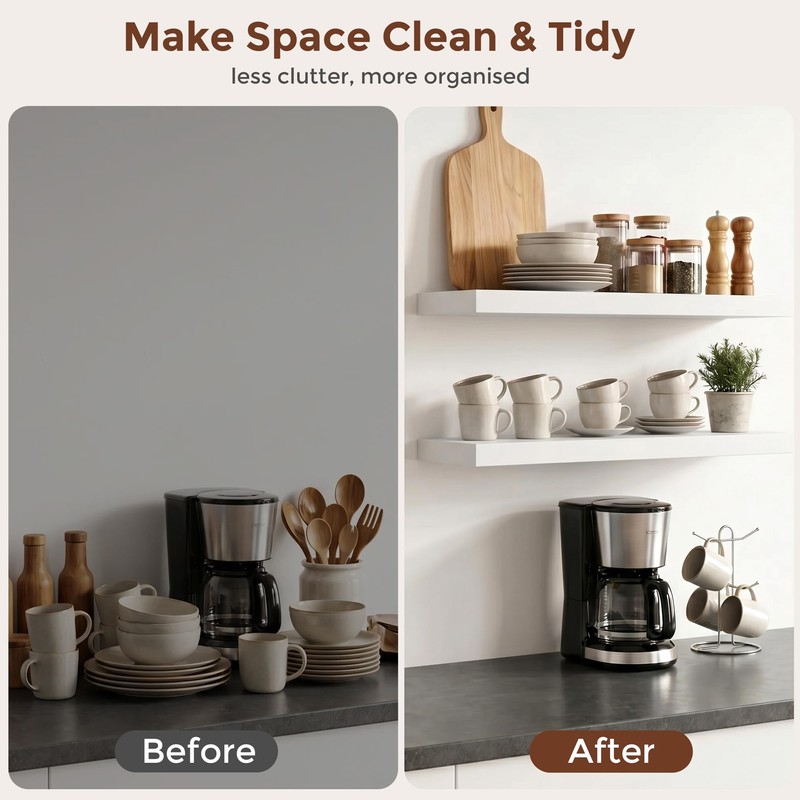 White Floating Shelves, 24 Inch Wood Shelves for Wall Set