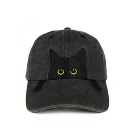 InnoBeta Black Cat Lovers Gifts for Women, Men, Adjustable Embroidered Hat for Birthday, Christmas - Black