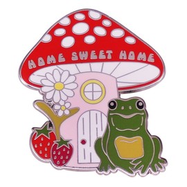 Sweet Home Strawberry Mushroom Frog Mushroom House Brooch for Backpack Clothes Hat Funny Button Pins for Backpack Clothes Hat Metal Accessories Gift Enamel Metal, Metal