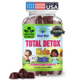Stay-Well Naturals Natural Zeolite Heavy Metal Detox Kids, Chewable Gummy, Micronized Zeolite, Total Body Metal Cleanse, Toxin Cleanse, Non-GMO, 60 Mixed Berry Gummies