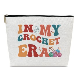 Ythuil Crochet Gift Makeup Bag, Crochet Gifts Bag, Crochet Gifts for Crochet Lovers Crocheters Knitters, Women Cosmetic Bag for Purse, In My Crochet Era