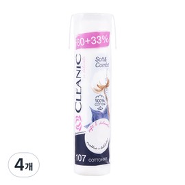 Cleanic Pro Silk Soft & Comfort Cotton Pads, 107 Sheets, 4 Pieces / 클레아닉 Pro Silk 소프트 앤 컴포트 화장솜, 107매입, 4개
