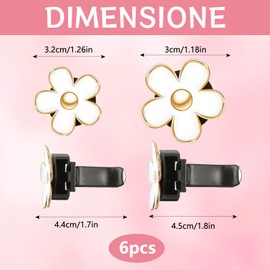 Wjelet 6 Pcs Daisy Flower Car Air Fresheners, Daisy Flower Air Vent Clip, Automobile Interior Decor Charm, Car Dashboard Clip Accessories (White)
