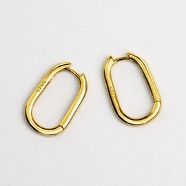 Michooyel S925 Hoop Earrings Oblong Huggie Earrings Minimalist Simple Essential Earring Sterling Silver Fine Jewelry for Girls Women, Metal, Cubic Zirconia