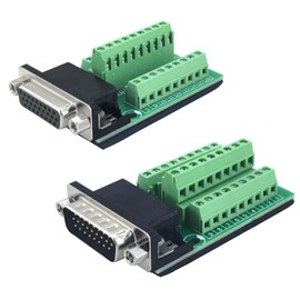 ATMLCOER 2Pcs DB26 RS232 Male Female Breakout Board Connector, D-SUB Serial 26 Pin Port Solderfree Adapter with Nut Insulating Mat