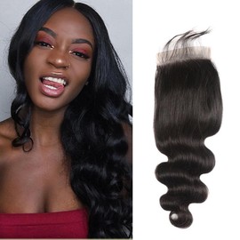 Closure Human Hair 6 x 6 Lace Closure Body Wave Real Hair Lace Closure Natural Black HD Swiss Lace Closure Human Hair Free Part 10 Inches