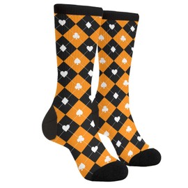 Novelty Crew Socks, Funny Socks Crazy Socks, Casual Thansgiving Plaid Card Suit Calf Socks For Men And Women