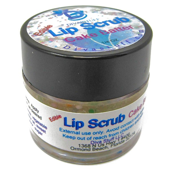 Diva Stuff Ultra Hydrating Lip Scrub for Soft Lips, Gentle Exfoliation, Moisturizer & Conditioner, Cake Batter Flavor – ¼ oz (Made in the USA)