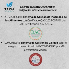 NAC N-Acetilcisteína 600 mg 120 Cáps SAISA HERBAL  Suplemento Natural  Antioxidante, Apoyo Celular y Bienestar Respiratorio                           