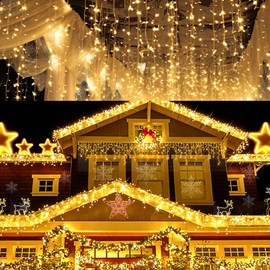Fiqops Icicle Fairy Lights Outdoor 10 m Warm White 400 LEDs Fairy Lights with Plug Fairy Lights Outdoor Indoor for Party Garden Christmas Wedding Lighting Decoration
