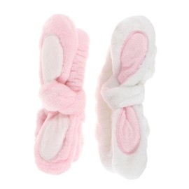 Ipetboom 2pcs Soft Makeup Shower Hair Band Makeup Shower Headwrap Face Wash Bath Headband Rabbit Ears Design