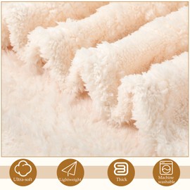 Buryeah 12 Pcs Sherpa Fleece Throw Blanket Bulk 50 x 60” Soft Cozy Jacquard Throw Blanket Warm Fleece Blanket Portable Lightweight Fuzzy Blanket for Wedding Sofa Bed Couch All Season (Lvory)