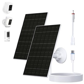 VUEBEE 7W Solar Panel for Ring Camera, Solar Charger with USB-C & 3.5mm Ports for Ring Stick Up & Spotlight Cam Series, IP66 Waterproof, 360° Adjustable Mount, 8.8ft Charging Cable, 2 Pack