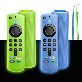 SEYUGOPTI 2-Pack Glowing Silicone Remote Cover for Fire TV Stick 3rd Gen