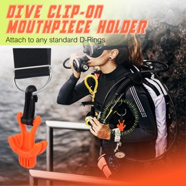 OVOVFANY Scuba Octo Plug, 2Pack Diving Regulator Octopus Retainer Mouthpiece Holder with Black Plastic Clip (Orange)