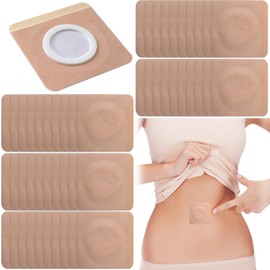 Joez Wonderful 50 Pcs Disposable Castor Oil Pack Wrap, Highly Absorbent Belly Button Patches, Self-Adhesive Castor Oil Pads, Organic Cotton Wraps Pack Covers - Square (Beige, 7x7cm)