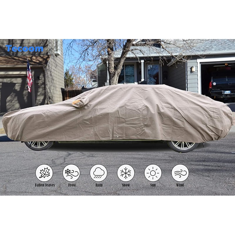 Tecoom Thick Shell Car Cover Super Breathable-Waterproof Windproof Snow Sun
