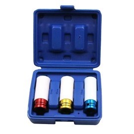 Thin Deep Socket, 0.7 inches (17 mm), 0.7 inches (19 mm), 0.8 inches (21 mm), Wheel Nut Socket Set, Insertion Angle 0.5 inches (12.7 mm), Storage Case