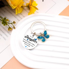 To My Daughter Keychain Daughter Gifts from Mom Unique Birthday Christmas Valentines Day Gifts for Daughters Cute Butterfly Stuff Stocking Stuffers for Daughters