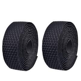 YAPJEB Bicycle Bar Tape Road Bike Handlebar Tape Road Bar Tape Anti-Slip Breathable Shock Absorption with End Caps 2 Rolls Left and Right Set (02 Black)