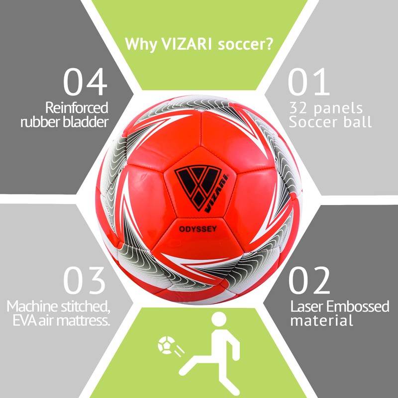 Vizari Sport USA Odyssey - Pelota de fútbol, Color Rojo,