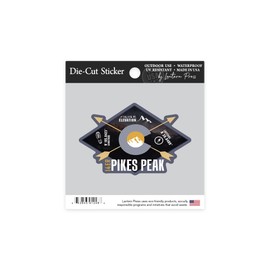 Die Cut Sticker Pikes Peak, Colorado, Infographic, The Fourteeners, Contour Vinyl Sticker 1 to 3 inches (Waterproof Decal for Cars, Water Bottles, Laptops, Coolers), Small