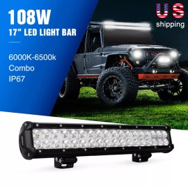Nilight 17 in 108W LED Light Bar Spot Flood Combo Light for Trucks Boat Car Lamp
