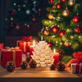 Christmas Pinecone Silicone Candle Mold Soap 3D Pine Cones Handmade Form for Candle Making 3D Xmas Theme Resin Concrete Mould DIY Supplies Ornament Mold Autumn Table Home Décor