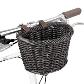 ZUKKA Children's Bicycle Basket Front Removable Braided Basket Made of Flexible Plastic for Children and Girls Front (Wood)