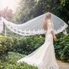 Aukmla Wedding Bridal Veils White Long Cathedral Chapel Length Veil