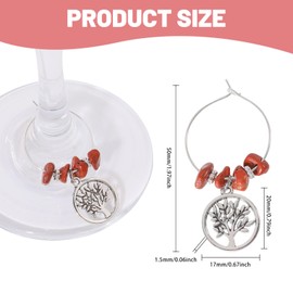 CHGCRAFT 24Pcs Natural Gemstone Wine Glass Charms Alloy Tree of Life Wine Glass Charms Wine Glass Markers Drink Markers Tags Beads Wine Charms for Gift Party Decorations