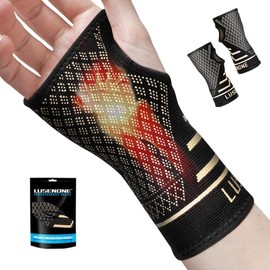 Copper Wrist Support for Carpal Tunnel, Pack of 2 Wrist Bandages for Men and Women, Compression Wrist Bandage for Tendonitis, Sprain, Arthritis, RSI, Sports, Hand Bandage