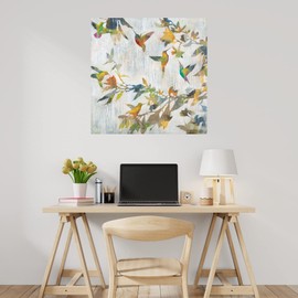 Fine Art Canvas Garden Party Canvas Wall Decor Artwork by Artist Liz Jardine for Living Room, Bedroom, Bathroom, Kitchen, Office, Bar, Dining & Guest Room - Ready to Hang - 22 in x 22 in