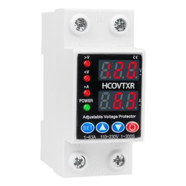 HCOVTXR 110V Smart Circuit Breaker,1~63 Amp Low Voltage Cutoff, AC Disconnect Current Adjustable for Solar Systems (Black)