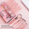 Brochas De Maquillaje Kit 20 Pcs Para Maquillaje Profesional Rosa